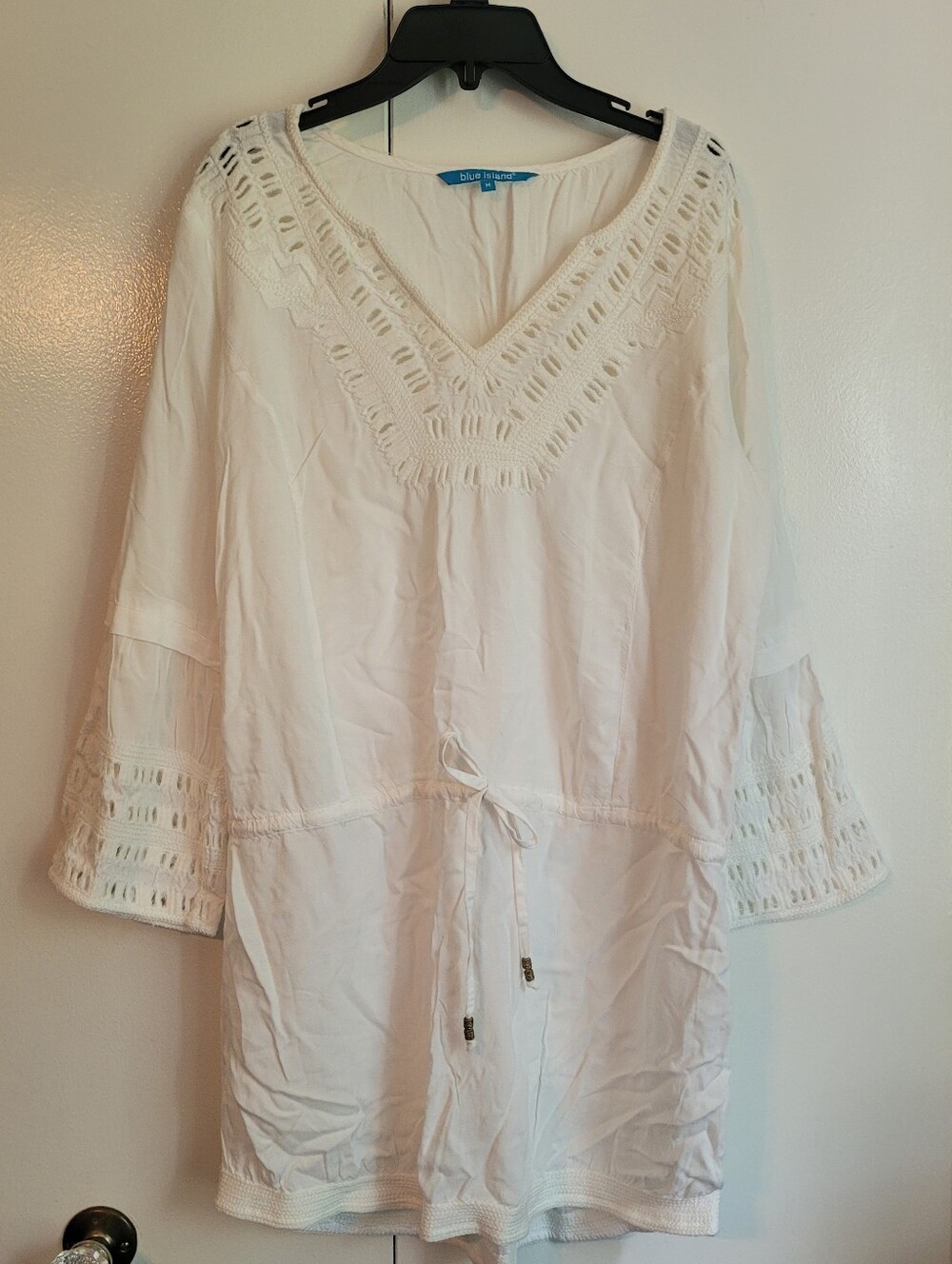 Blue Island White Cover Up Drawstring Waist